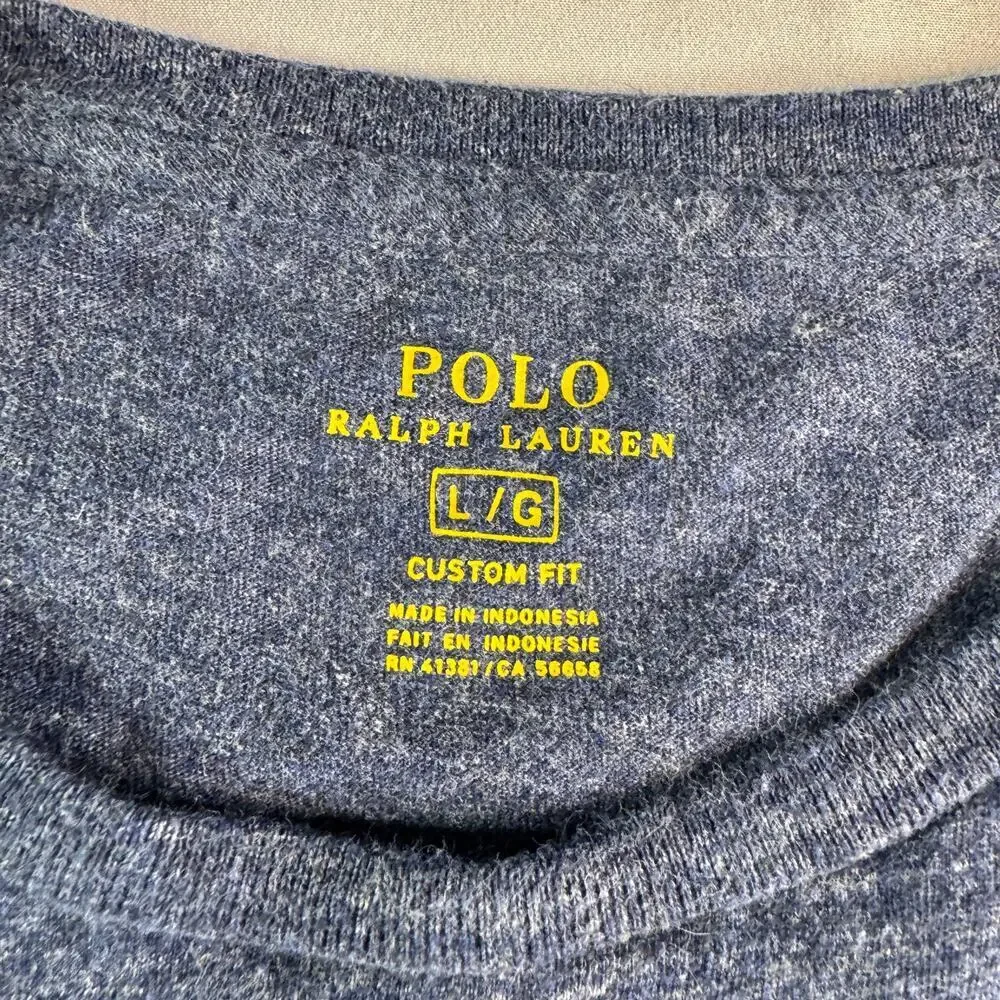 Polo Ralph Lauren Men’s Large Custom Fit Long Sleeve T Shirt Blue Pony Logo